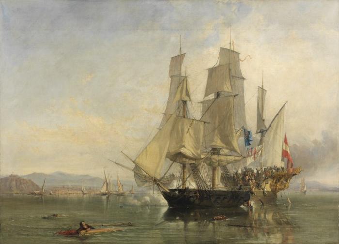 Clarkson Frederick Stanfield Action and Capture of the Spanish Xebeque Frigate El Gamo oil painting picture